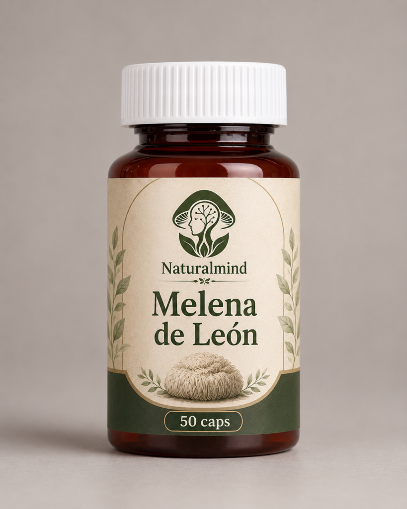 Suplemento de hongo Melena de León en cápsulas Natural Mind Colombia